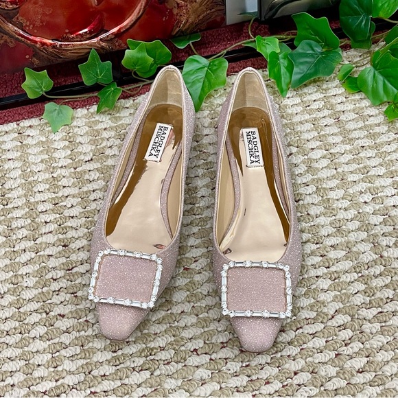 Badgley Mischka Brand Dyanne Square Toe Flat in Rose Gold Size 8 - Picture 5 of 10